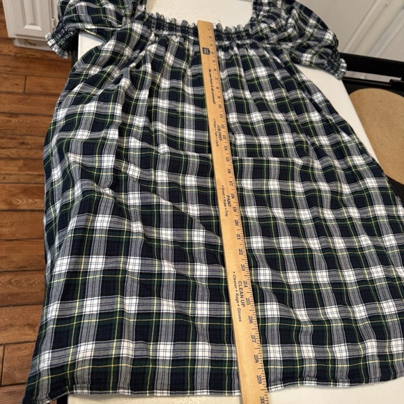 American Eagle Babydoll Sz XL Tall  Y2K Retro Dress Pockets Blue Green Plaid - Picture 8 of 10